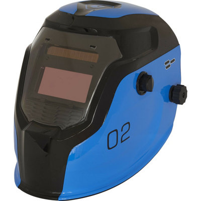Advanced Blue Auto Darkening Welding Helmet with Variable Shade Control and Grinding Feature