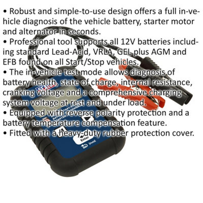 Advanced Digital Battery Diagnostic Tool for 12V Systems - Starter and Alternator Tester
