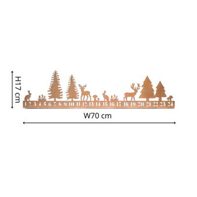 Advent Forest Tealight Centrepiece Metal Copper H17Cm W70Cm D6Cm