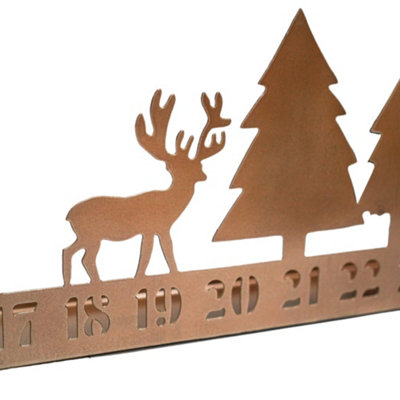Advent Forest Tealight Centrepiece Metal Copper H17Cm W70Cm D6Cm - 3