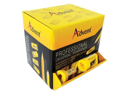Advent Professional Universal Sharpener - Bulk Display of 50 Units for All Pencils and Crayons