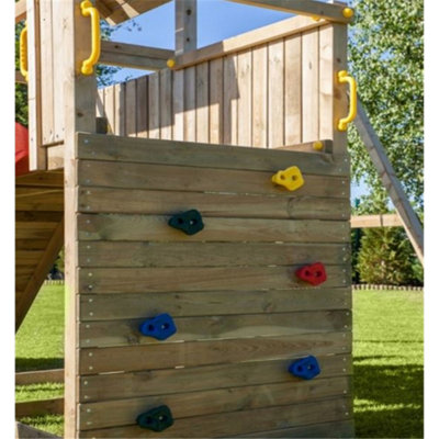 Adventure Peaks Wooden Climbing Frame with Single Swing & Slide - Fortress 3