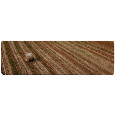 Aerial view of hay bale fields Designer Runner Special Soft Home Rug
