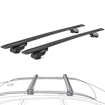 Aerodynamic Roof Rack Wing Bars Black, Fits Nissan Qashqai 2007-2021 with Rails