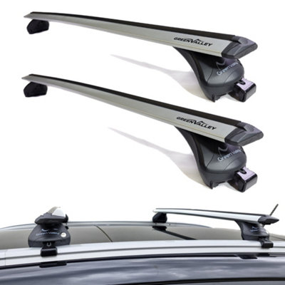 Aerodynamic Roof Rack Wing Bars in Silver, Fits Peugeot 308, 3008, 4008, 508, 5008 Flush Rails