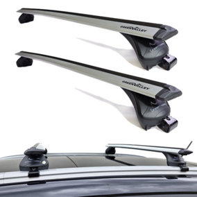Aerodynamic Roof Rack Wing Bars Silver, Fits Audi A6 Avant Estate 2005-2011 Flush Rails