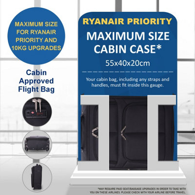 Aerolite Expandable 55x40x20cm to 55x40x23cm Ryanair Priority Max Super Lightweight Carry On Hand Cabin Luggage Suitcase 55x40x20