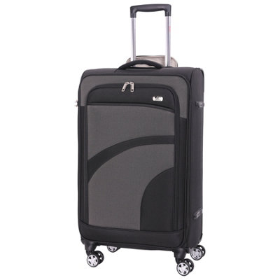 Aerolite Medium 26in Lightweight 8 Wheel Eco Friendly Travel Checked Check in Hold Luggage Suitcase with TSA Lock Black Grey