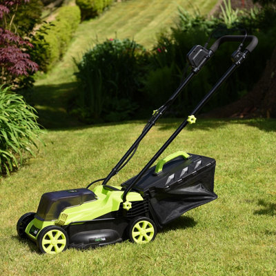 Aerotek 20V Cordless Lawnmower, Lithium-Ion 4ah Battery & Fast Charger ...