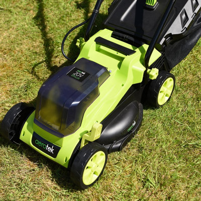 Aerotek 20V Cordless Lawnmower Lithium Ion 4ah Battery Fast Charger 5 Cutting Heights 32cm Cutting