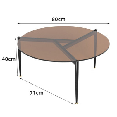 AESOME 80cm Coffee Tea Table Brown Tinted Tempered Glass Table Balcony Living Room