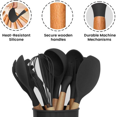 AEX 12-Piece Silicone Kitchen Utensils Set Non-Stick Cooking Tools with ...