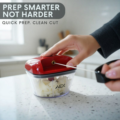 AEX 550ml Manual Food Chopper, Pull Cord Vegetable Cutter with Sharp ...