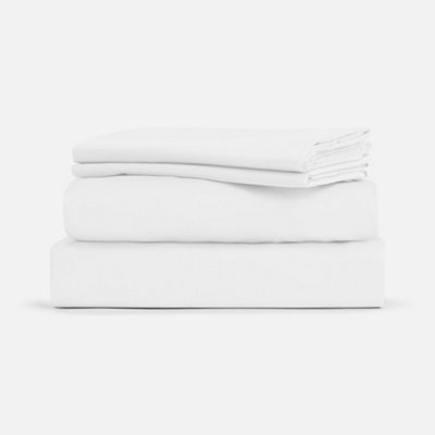 Aeyla Clean Silver Sheet Set White Super King | DIY at B&Q