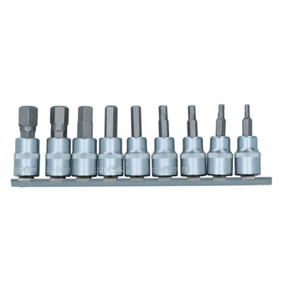 AB Tools Innensechskant-Bit-Set – 3/8" Antrieb, 9-teilig, Chrom-Vanadium-Stahl