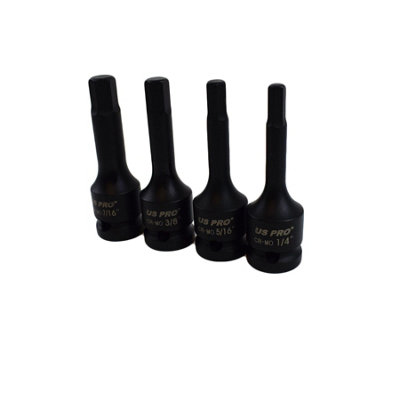 AF Imperial SAE Allen Hex Key Sockets 1/2" Drive Extra Long 1/4" - 3/4" 8pc Set