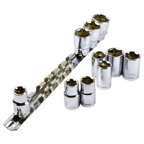 AF IMPERIAL SAE shallow sockets 1/2in drive 7/16in - 1in 10pc set on rail