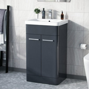 Afern 500mm Freestanding Vanity Unit Cabinet & Wash Basin Anthracite Flat Pack