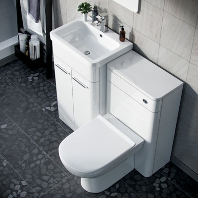 Afern 500mm Vanity Basin Unit, WC Unit & Elso Back to Wall Toilet White