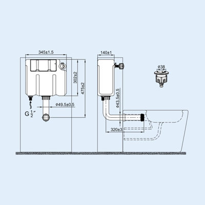 Afern 600mm Vanity Basin Unit, WC Unit & Round Back to Wall Toilet ...