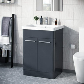 Afern 600mm Vanity Unit Cabinet and Wash Basin Anthracite