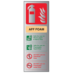 AFF FOAM Fire Extinguisher Safety Sign - Rigid Plastic 100x280mm (x3)