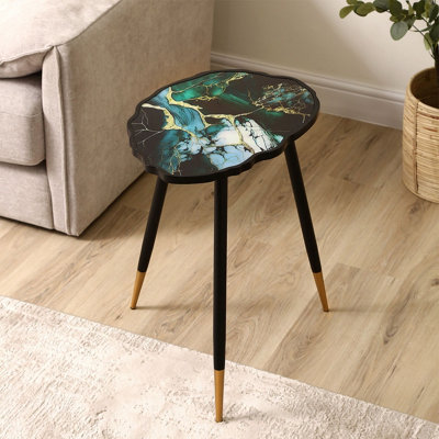 Affaan 62.5cm Sofa Side Table for Living Room, Modern Design Glass Top End Table with Sturdy Metal Legs