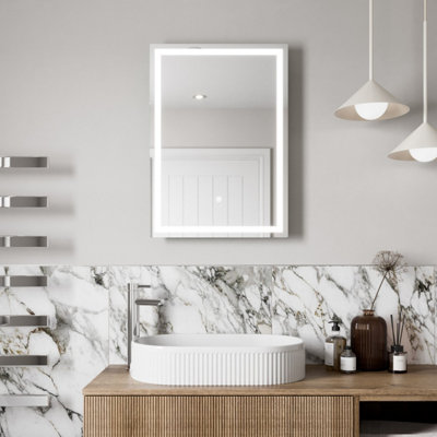 Affine 500 x 700mm Bathroom Mirror LED Lights Wall Mounted Battery ...