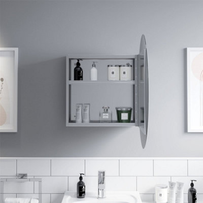 Affine Bathroom Round Door Mirror Stainless Steel Sleek Modern Cabinet ...