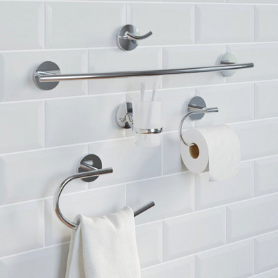 Affine Bathroom Towel Rail 600mm Chrome Round Wall Mounted Stylish ...