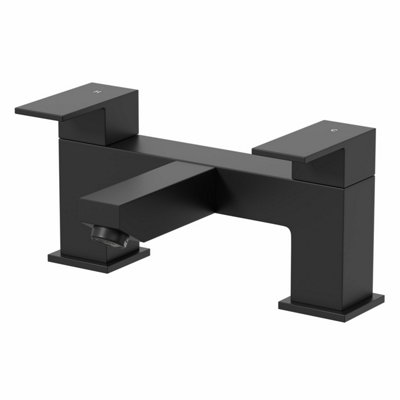 Affine Black Bath Mixer Tap Deck Mounted Square Twin Handle Modern ...