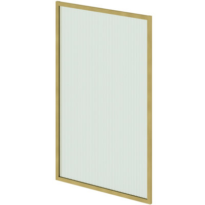 Affine Brushed Brass Over Bath Shower Screen Fluted Glass Square Frame ...