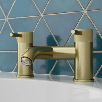 AFFINE FLUTED BATHROOM BATH FILLER BASIN MIXER TAP SET DECK MOUNTED ...