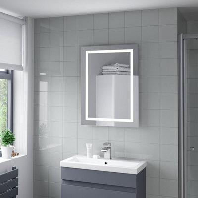 Affine LED Bathroom Mirror 700x500mm Wall Mounted Battery Operated ...