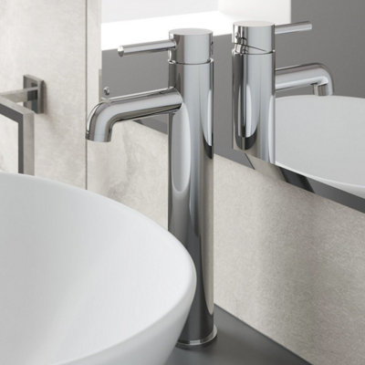 Affine Modern Bathroom High Rise Tall Monobloc Basin Sink Mixer Tap ...