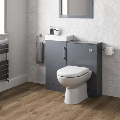Affine Modern Bathroom Toilet & Basin Sink Vanity Unit Furniture 900mm ...