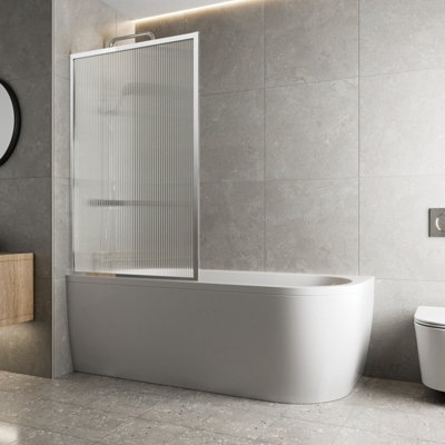 Affine Over Bath Shower Screen Fluted Reversible Safety Glass Square ...