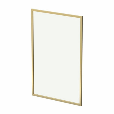 Affine Square Framed Bath Shower Screen 800mm - Brushed Brass 6mm