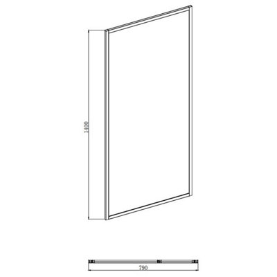 Affine Square Framed Bath Shower Screen 800mm - Brushed Brass 6mm