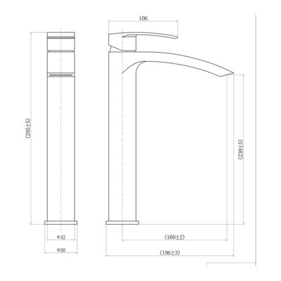 Affine Tall Basin Mixer Tap - High Rise Countertop Square Single Lever ...