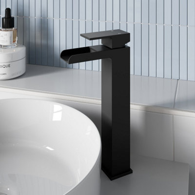 Affine Tall Countertop Basin Mixer Tap High Rise Waterfall Square ...