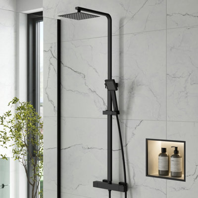Affine Thermostatic Mixer Shower Dual Head Square Rainfall Handset Photo Inspiration