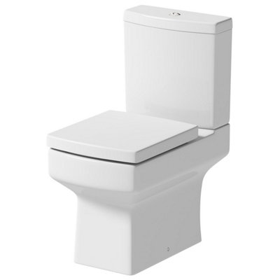 Affine White Ceramic Square Modern Toilet Close Coupled Bathroom Pan ...