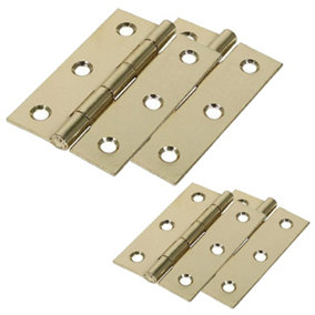 AFIT 1838 Electro Brass Butt Hinges - 75 x 50mm - Pack of 2