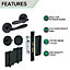 AFIT - 2 Matt Black Bathroom Door Handle Sets Internal Door Handles 66mm Locks 76mm Hinges Santeau Range