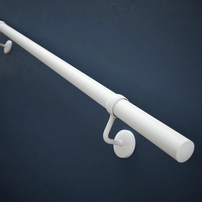 AFIT 3.6m White Handrail Kit Easy Fit. Includes Rails, Brackets, Ends, Screws. Premium Finish for Fast, No Fuss Install