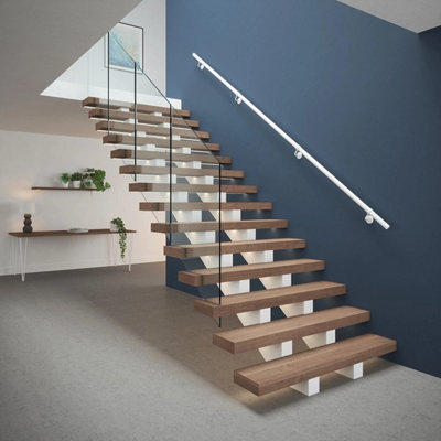 AFIT 3.6m White Handrail Kit Easy Fit. Includes Rails, Brackets, Ends, Screws. Premium Finish for Fast, No Fuss Install