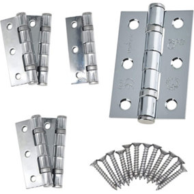 AFIT - 3" Internal Door Hinges & Screws G7 FD30  - 76x50x2mm Square - Polished Chrome - Pack 3 Pairs