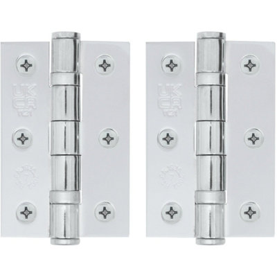 AFIT - 3" Internal Door Hinges & Screws G7 FD30  - 76x50x2mm Square - Polished Chrome