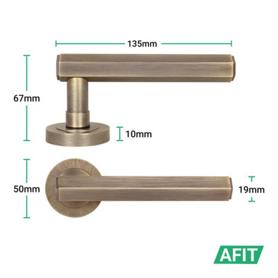 AFIT Antique Brass Door Handle and Latch Set, Internal Door Handle with 64mm Latch, Monet 1 Pack
